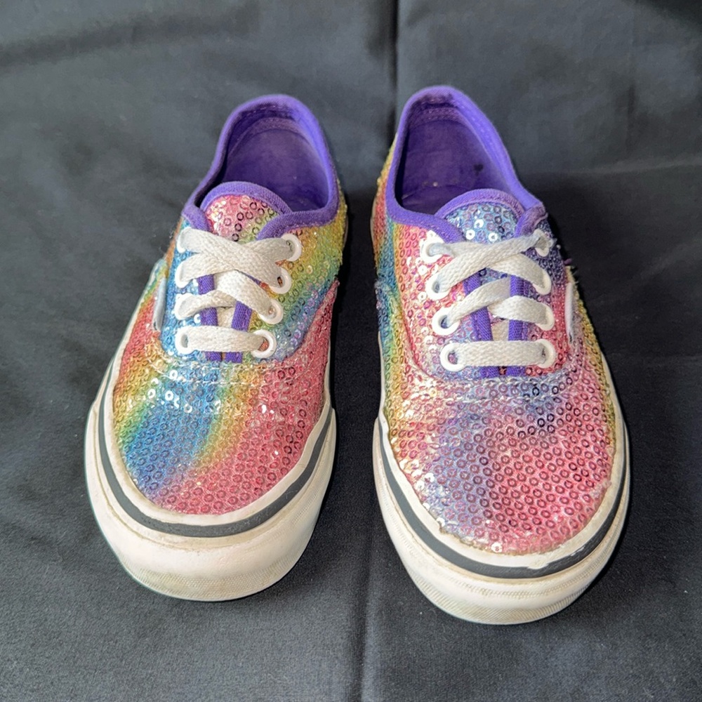 Rainbow sequin vans kids size 10.5